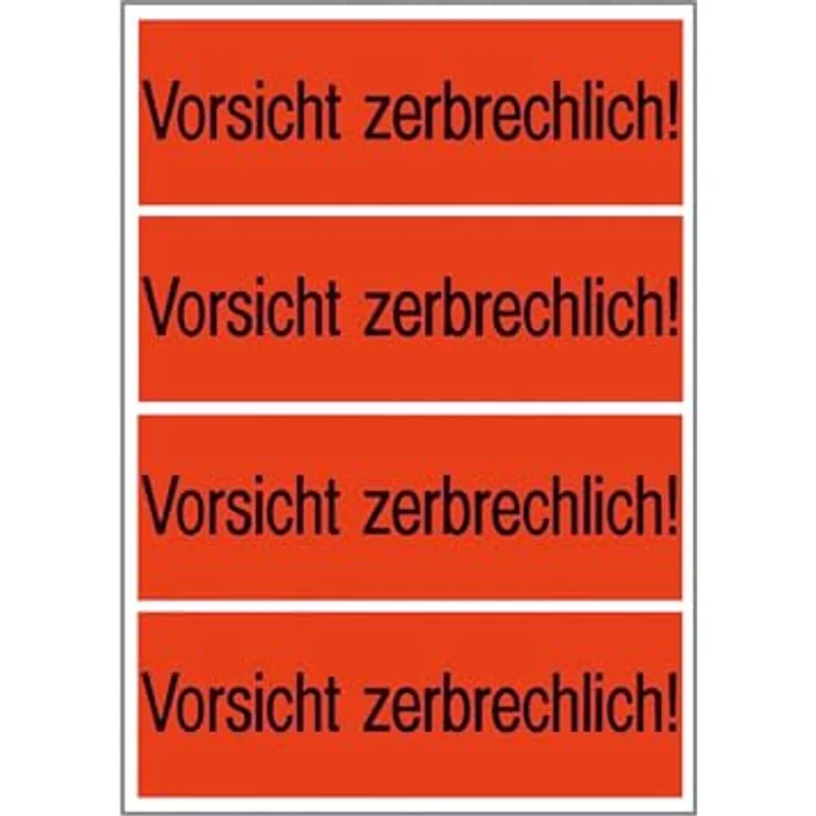 HERMA Warnetiketten 6758, 1.000 selbstklebende Etiketten »Vorsicht zerbrechlich!«, neonrot, 39 x 118 mm – Bild 1