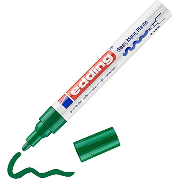 edding 750 Glanzlackmarker - grün - 1 Lackmarker - Rundspitze 2-4 mm - Lackstift für Glas, Stein, Holz, Kunststoff und Papier - wasserfest, stark deckend – Bild 1