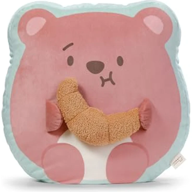 NICI Kuscheltier Bär Nomo mit Croissant, weiches mymochi Plüschtier, 35x33x12cm, braun, stylisches Zubehör für Kuscheln und Dekorieren, ideales Geschenk für Kinder und Erwachsene | 62391 – Bild 1