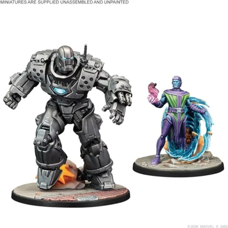 Atomic Mass Games Marvel Crisis Protocol Charakterpaket, Iron Lad, Iron Monger, Kang the Conqueror & Rescue, Miniaturen und Statkarten für strategische Kämpfe – Bild 3