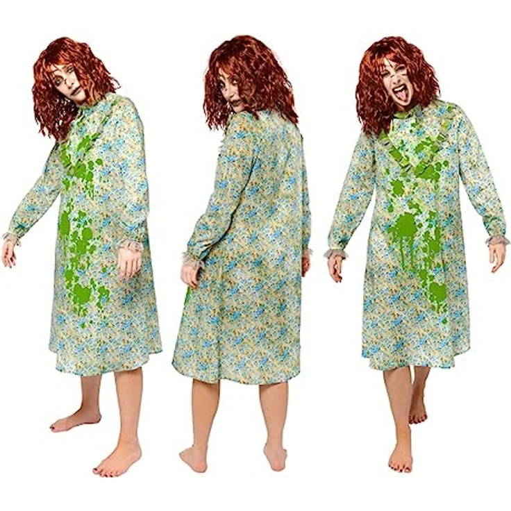 Amscan Exorzist Damenkostüm, langärmliges Kleid mit grünen Flecken, Größe L (44) – Bild 1