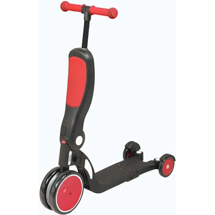 Looping SCOOTIZZ Laufrad, 5 in 1 mit Schiebestange/Baby-Dreirad, mitwachsend/Kinderroller, hoch rot – Bild 4