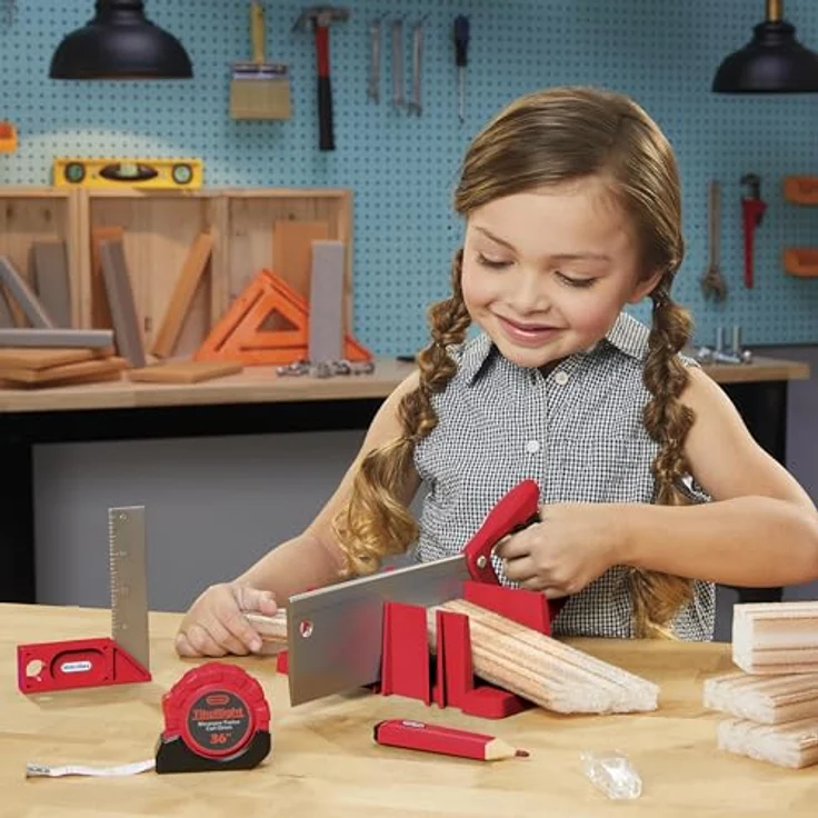 Little Tikes® Kinder-Werkzeug-Set Creative Construction, Mess- und Schneideset mit realistischen Werkzeugen und Schaumstoff "Holz" – Bild 4
