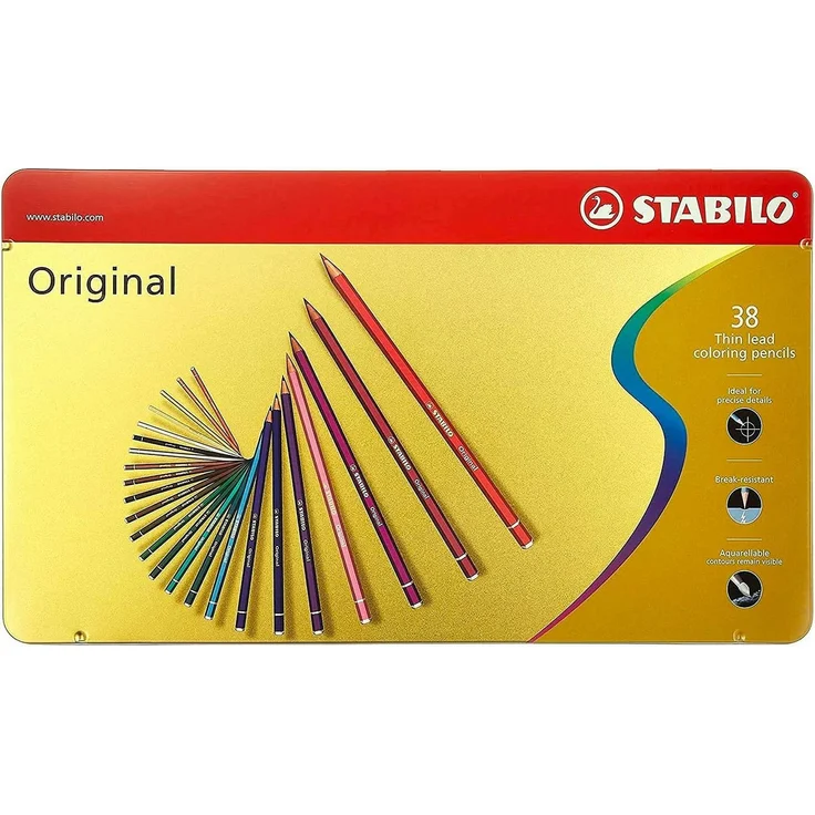 STABILO Buntstift Stabilo Farbstifte Original 38 Stück Buntstifte, dünne Mine, hohe Lichtechtheit und Farbbrillanz – Bild 1