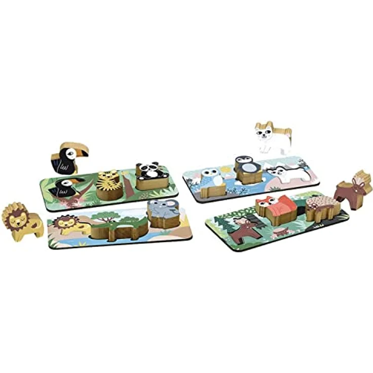 Vilac Multi Spielschachtel Iceland, Brettspielesammlung mit 12 magnetischen Holztiere, inkl. Lottospiel und Tastspiel – Bild 4
