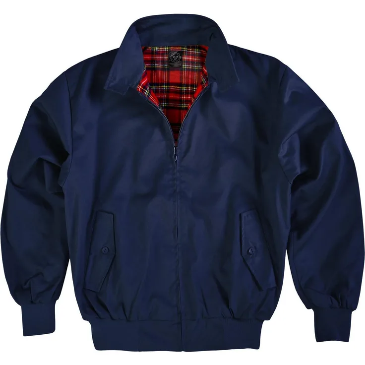 normani Blouson Herren Harrington Jacke Retro Blouson English Style mit kariertem Innenfutter Karofutter, Rot Tartan-Schottenkaromuster