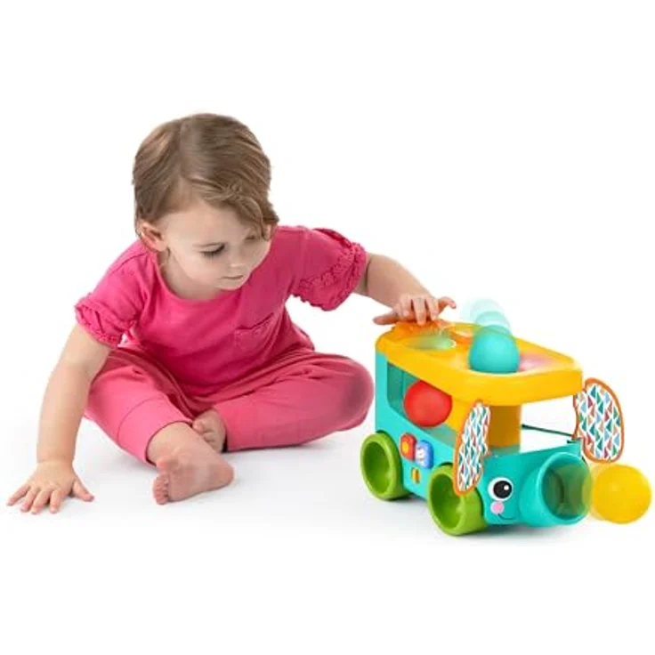 Bright Starts Pop & Roll Safari Bus, Lernspielzeug mit Licht und Sound, inklusive Bälle und Tropengeräuschen – Bild 3