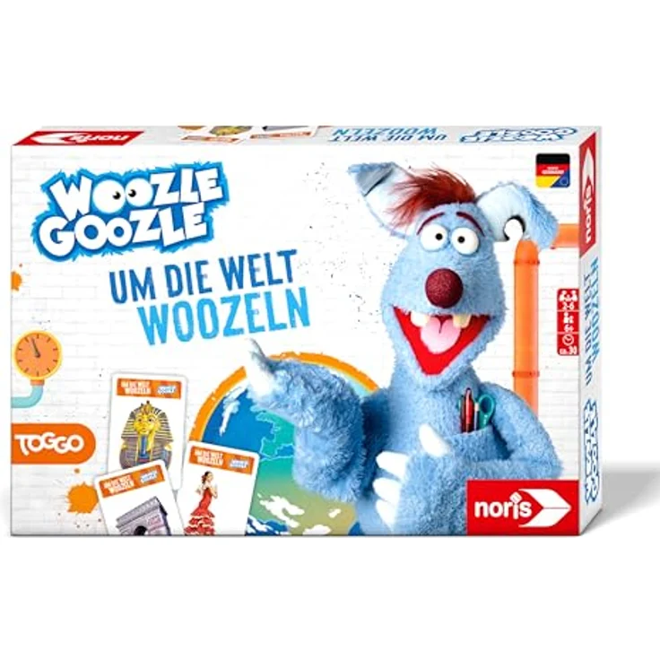 Noris 606102072 - Woozle Goozle Um die Welt woozeln (Spiel ab 6 Jahre) - spannende Quiz-Weltreise für Kinder, 2-6 Spieler, ca. 30 Min. Spiel-Dauer - Offiziell lizenziert & hergestellt in Deutschland – Bild 1