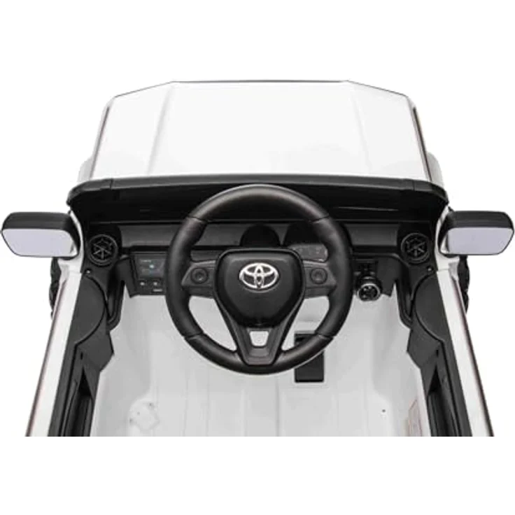 Beneo Motors Elektrisches Kinderauto Toyota Landcruiser 12V, weiß, breiter Einzelsitz, 2,4 GHz Fernbedienung, Bluetooth, USB/AUX-Eingang, LED-Lichter, Lithiumbatterie, 2 x 25W Motor, ORIGINAL-Lizenz – Bild 4