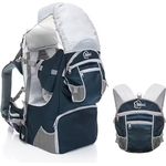 Fillikid Babytrage, Rückentrage für Baby & Kleinkind mit Sonnenschutz, blau, ergonomisch gepolstert, höhenverstellbar, für Wanderausflüge