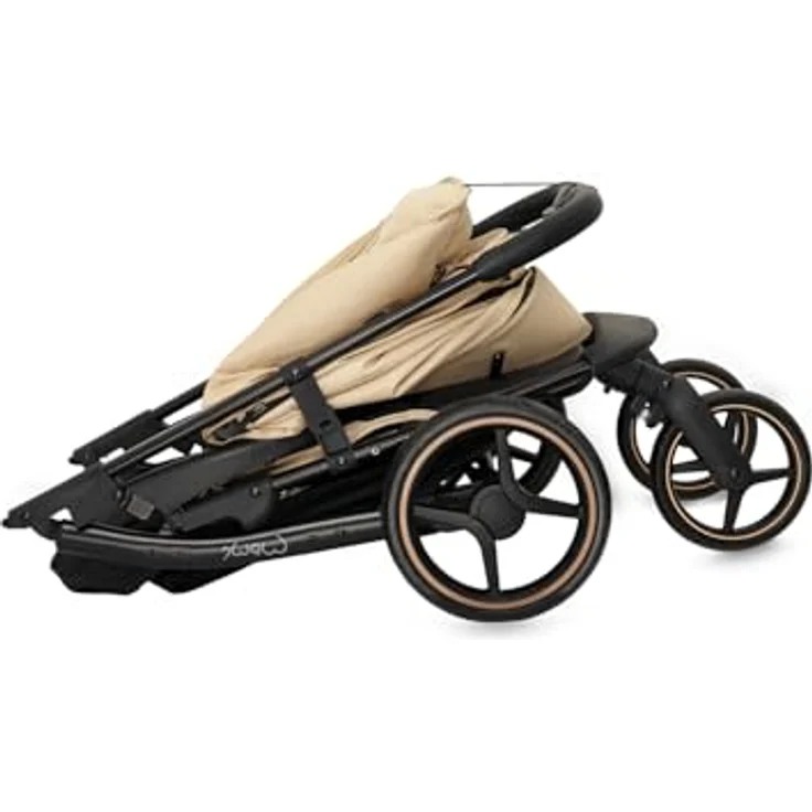 MoMi MIYA EVA Buggy, Kinderwagen mit Einhand-Faltung, XL-Rädern, 4-Rad-Federung, Beige, Zubehörset – Bild 21