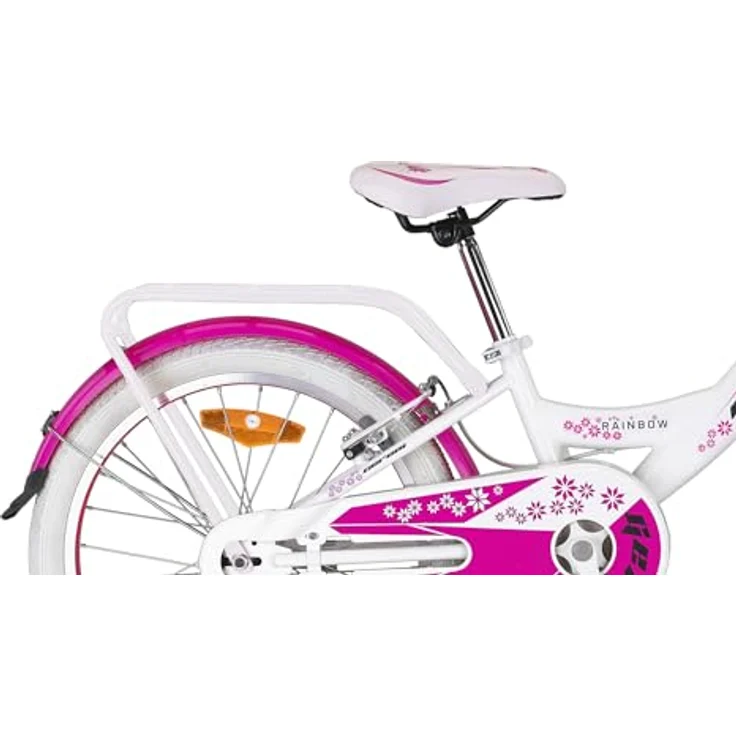 Rezzak 20 Zoll Mädchenfahrrad mit V-Bremse und Rücktrittbremse, Reflektoren, Schutzblech, Weiss-Pink - NEU-081 – Bild 5