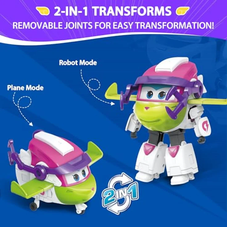 Super Wings Curie & Runi, 2-in-1 verwandelbare Actionfiguren, Roboter- und Flugzeugspielzeug, 12,7 cm, für Kinder ab 3 Jahren – Bild 3