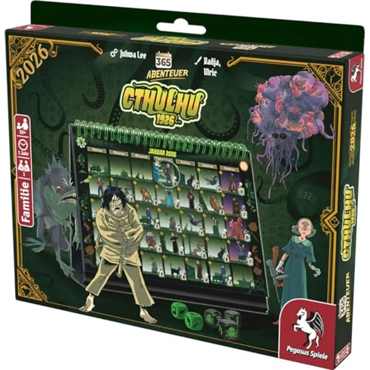 Pegasus Spiele 365 Abenteuer – Cthulhu 1926 [Edition 2026], Familienspiel für spannende Abenteuer mit kooperativem Spielverlauf – Bild 4