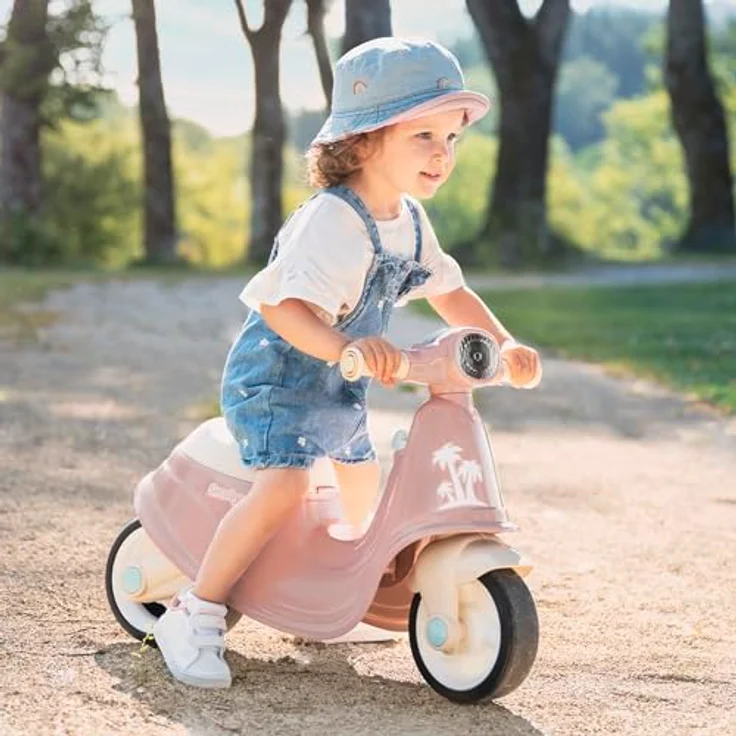 Smoby Scooter Pink, Laufrad mit mechanischem Zündschlüssel, Lenkblockierung und Flüsterrädern, für Kinder ab 18 Monaten – Bild 4