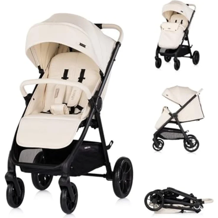 Chipolino Ultera Buggy, klappbar mit Federung, 5-Punkt-Gurt und Hinterradbremse, creme – Bild 1