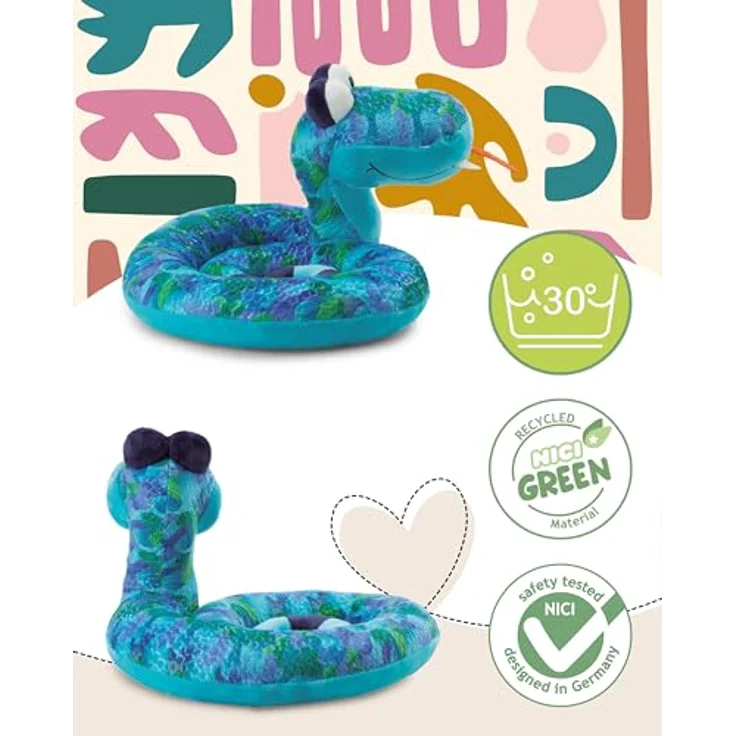 Nici Kuscheltier Wild Friends GREEN, Schlange ZsaZsa 25 cm, recycelte Materialien und lebendiges Design – Bild 4