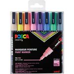 uni-ball POSCA (186509) Marker mit feiner Rundspitze, 8er Set, pastell