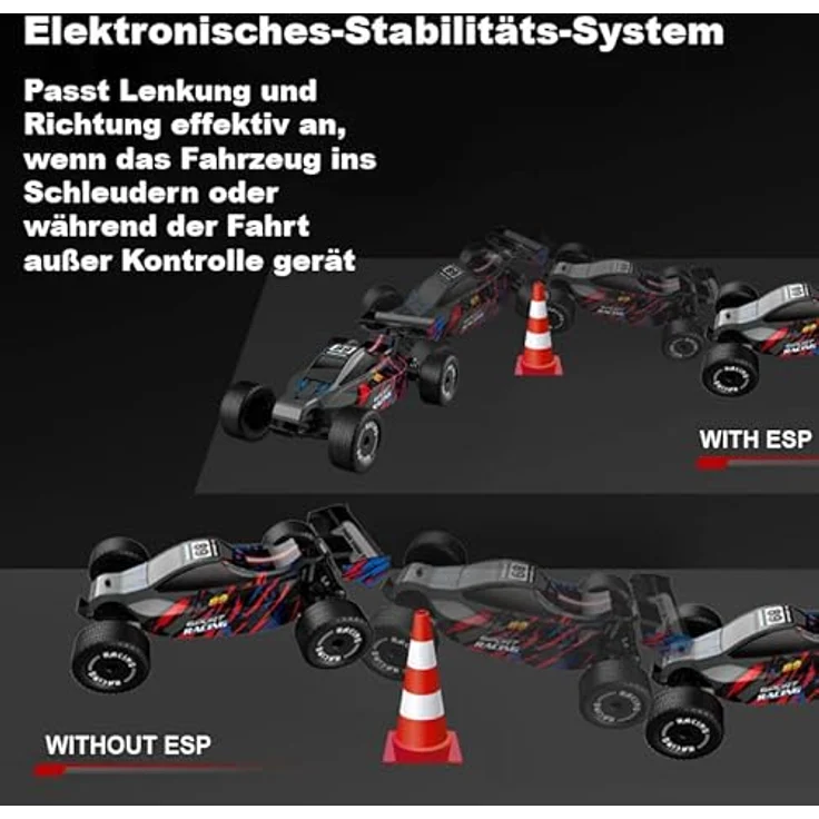 Efaso RC-Auto F4 Ferngesteuertes Auto 1:24 2,4GHz - Indoor & Outdoor geeignet, Stabilisierungssystem, 2-Speed-Modi, Drosselbar, Blau – Bild 4
