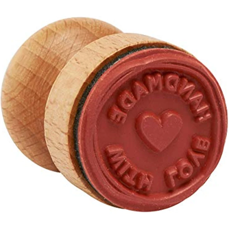 Rayher Stempel Holz "Handmade with love", rund, 3 cm ø, Motivstempel Holz, Holzstempel, Butterer Stempel, Rundstempel, 29022000 – Bild 3