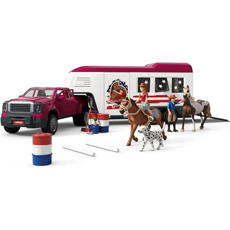 Schleich Lakeside Truck mit Anhänger - robustes Dually Truck-Set für Pferdeabenteuer, inkl. Zubehör – Bild 1