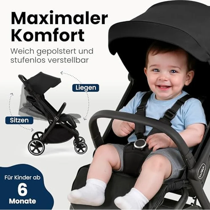 Hartan Kinder-Buggy Clixx, kompakter Buggy mit Regenschutz, Cupholder und großen Rädern – Bild 3