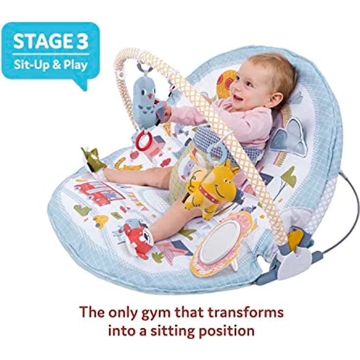 Yookidoo Baby Gym Urban, 3-in-1 Activity Center für Neugeborene mit Bauchlage-Spielzeug, Kissen & Babyspiegel, bunt, 0–12 Monate – Bild 4