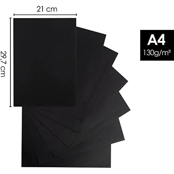 OfficeTree 100 x Tonpapier Schwarz A4 130g - Bastelpapier - Tonzeichenpapier zum Basteln & Malen & Drucken – Bild 2