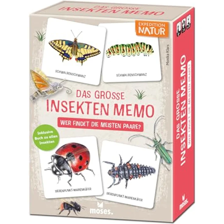 Sonstige Verlage Das große Insekten Memo, Brettspiel mit 60 Kärtchen und Begleitbuch über 30 Insekten – Bild 1