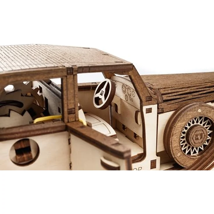 EWA Eco-Wood-Art Ferdinand 3D-Puzzle Auto im 1920er-1940er Jahre Stil, Aufzugsmechanismus, Natuurlijk, Medium – Bild 4