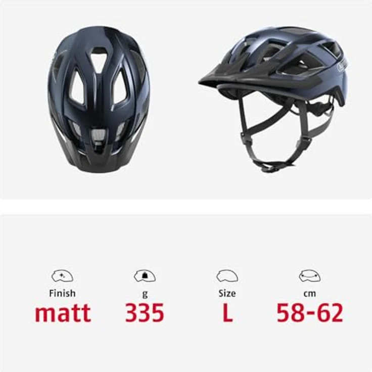 Abus Aduro 3.0 LED, City-Fahrradhelm für Kinder mit sportlichem Design, midnight blue – Bild 5