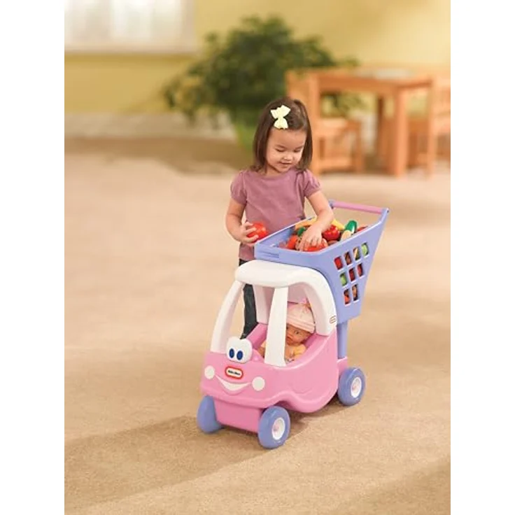 Little Tikes Princess Cozy Coupe Shopping Cart, interaktiver Einkaufswagen mit viel Stauraum, für drinnen und draußen, pastellfarben – Bild 3