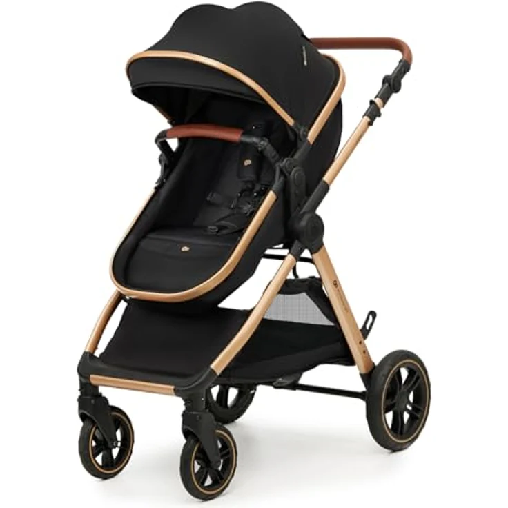 Kinderkraft ESME 2-in-1 Kinderwagen, bis 25 kg, Babywanne & Sportsitz, Travel System mit Adaptern, große gefederte TPE-Räder, kompakt faltbar, Schwarz – Bild 4