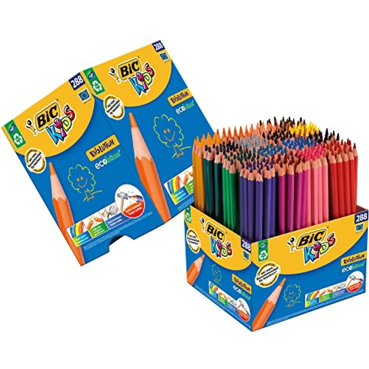 Bic Kids 907901 Evolution Buntstifte Set Metalleimer mit 288 Buntstiften – Bild 2