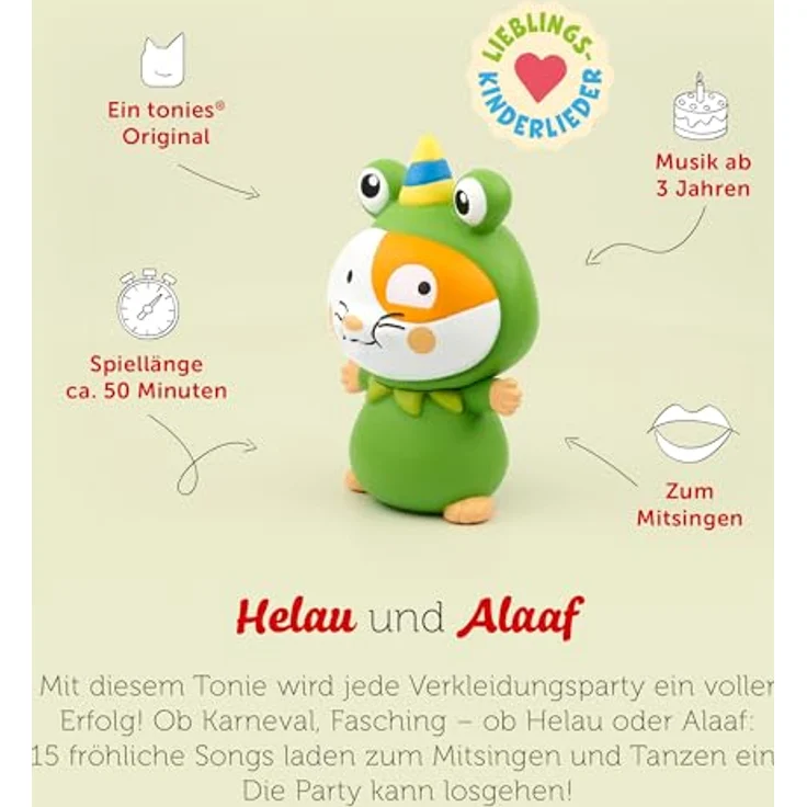 tonies Hörspielfigur Hörfigur Lieblings-Kinderlieder – Karnevalslieder, Hörfigur für die Toniebox, Karnevalslieder, handbemalt, magnethaftend, Kunststoff – Bild 5