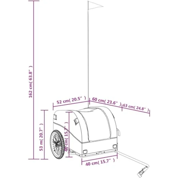vidaXL Fahrradlastenanhänger Fahrradanhänger Schwarz und Orange 30 kg Eisen, Robustes Material, Cleveres Design, Maximale Belastbarkeit – Bild 3