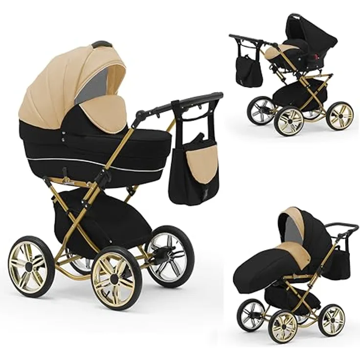 Elcar Kinderwagen Sorento Gold 4 in 1 inkl. Sportsitz und Autositz, 19 Farben verfügbar