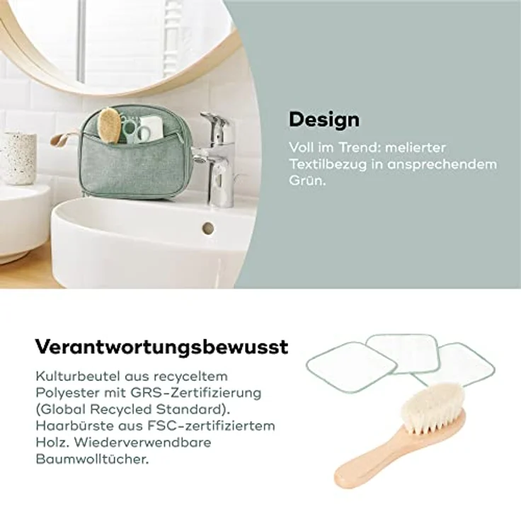 Babymoov Baby-Pflegeset Matcha, 10-teiliges Set aus GRS-zertifiziertem recyceltem Stoff mit lebenslanger Garantie – Bild 5