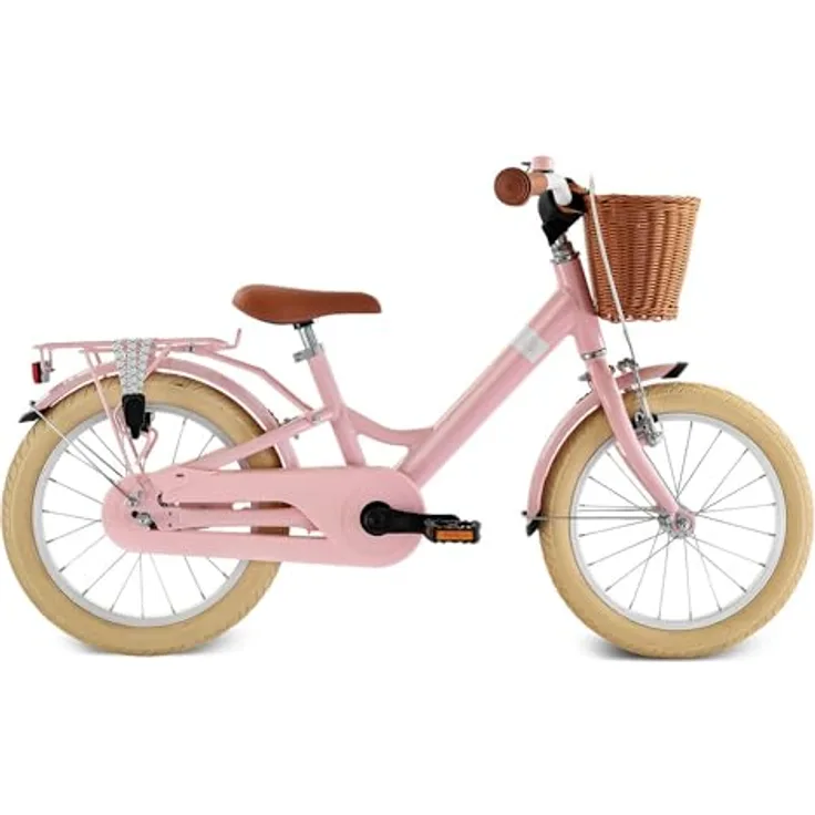 Puky Youke 16'' Classic Alu Kinder Fahrrad Retro rosa, Leichtes Fahrrad mit Gabelfederung und Klingel