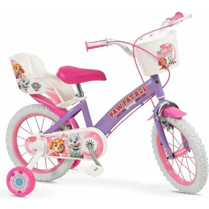 Toimsa Kindervelo 14", Kinderfahrrad mit Paw Patrol Skye Design, inklusive Stützrädern und verstellbarem Sitz