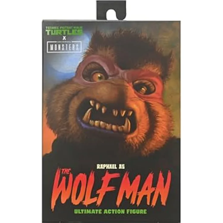 NECA Teenage Mutant Ninja Turtles Universal Monsters Ultimate Raphael als Werwolf Figur, 18 cm, braun, mit Zubehör