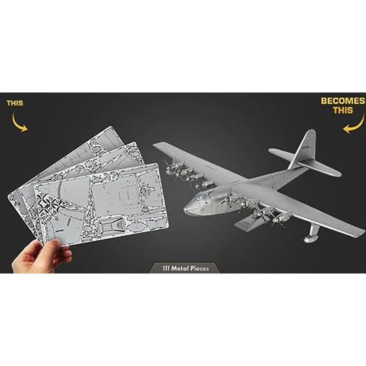 Metal Earth ICX143, 3D Metallbausatz Transportflugboot The Spruce Goose, lasergeschnittenes Modell, 3 Metallplatinen, ab 14 Jahre – Bild 3