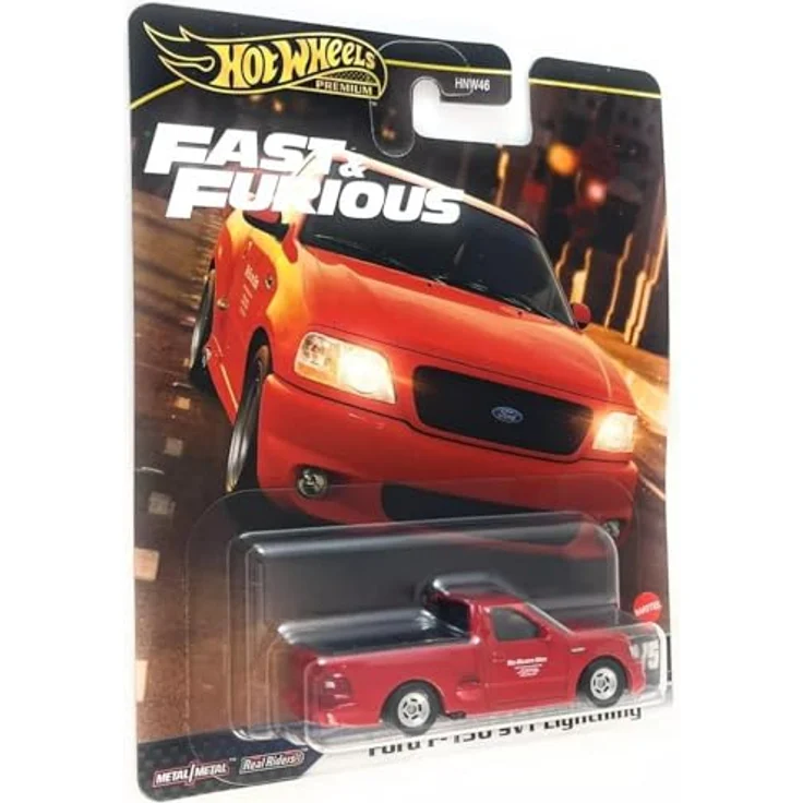 Mattel Hot Wheels Ford F-150 SVT Lightning HYP75, 1:64 Modellfahrzeug mit Real Riders-Reifen und Metall-Karosserie, Fast & Furious Design – Bild 2