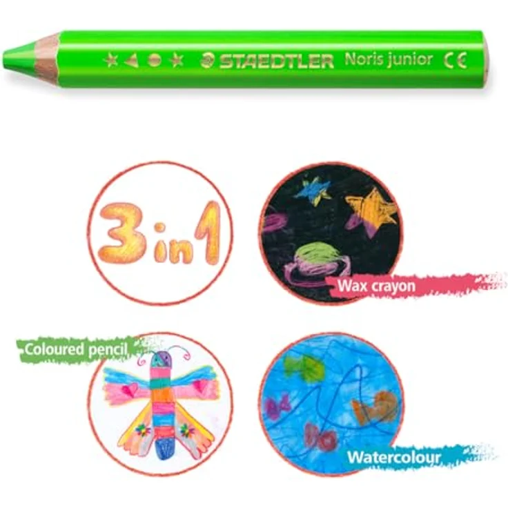 STAEDTLER Buntstift Neon, 4 Stück - Vielseitiger 3-in-1 Effekt, leuchtende Farben, nachhaltiges Holz – Bild 3