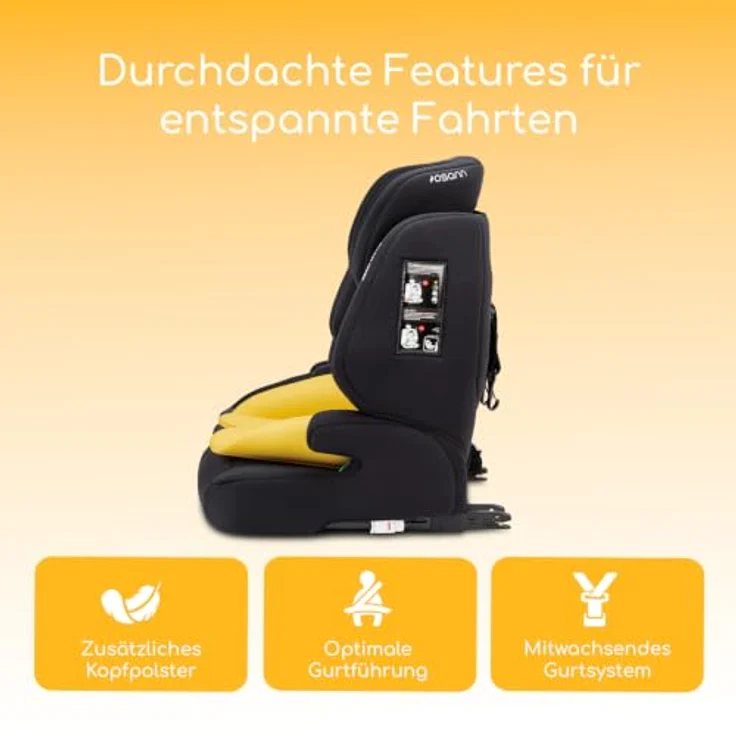 Osann Jazzi Isofix Autokindersitz, mitwachsend für Kinder von 76 bis 150 cm, sicher und bequem, i-Size, 5-Punkt-Gurt, individuell verstellbare Isofix-Konnektoren – Bild 2