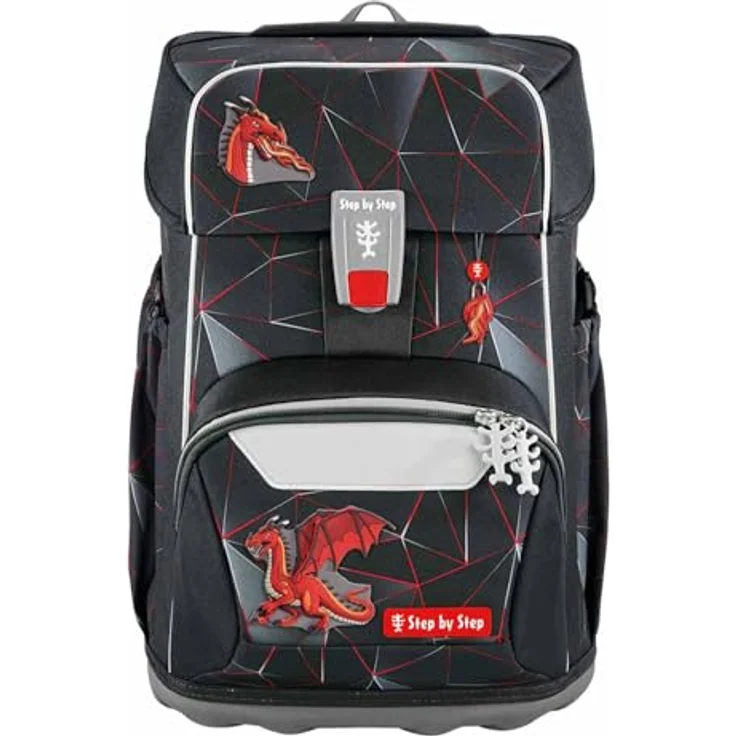 Step by Step Giant Schulranzen-Set „Dragon Drako“, 5-teilig, ergonomisch, rot, mit Reflektoren, für Jungen ab der 1. Klasse, 23 Liter – Bild 2