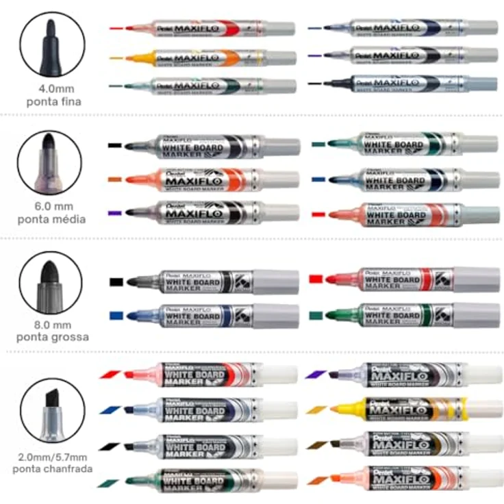 PENTEL Whiteboardmarker Maxiflo 2,0mm rt, trocken abwischbar, Rundspitze – Bild 6