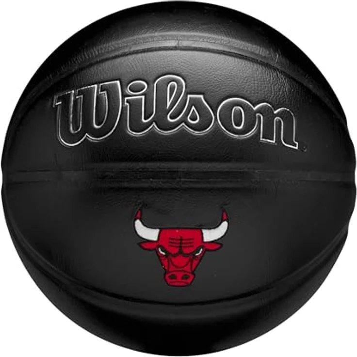 Wilson Chicago Bulls NBA Basketball, Lederverbundstoff, gesticktes Mannschaftswappen, Indoor-Basketball – Bild 1