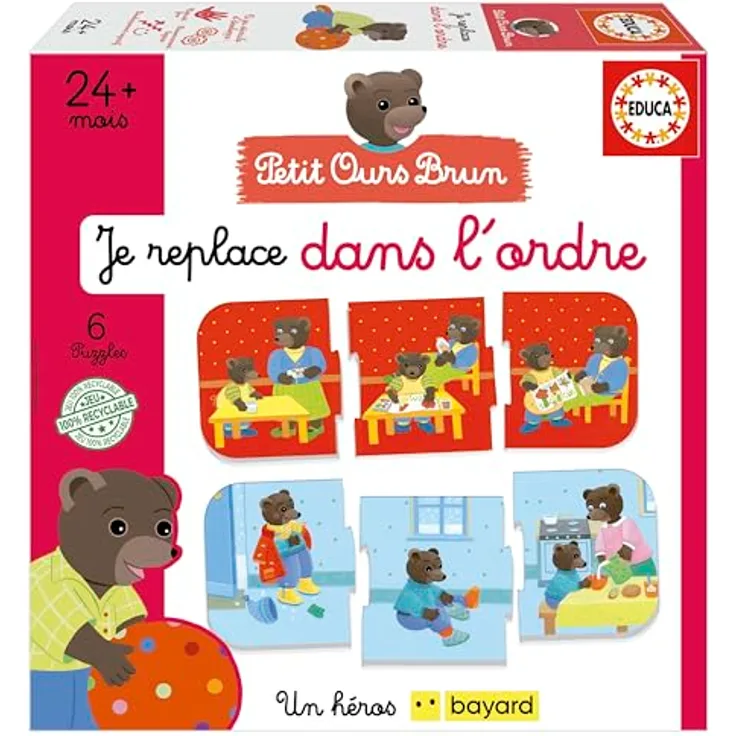 Educa Je replace dans l'ordre (FR), Lernspiel aus Pappe für Kinder ab 2 Jahren