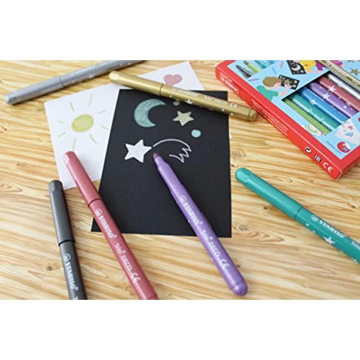 Metallic-Filzstift mit robuster XL-Spitze - STABILO Trio DECO - 8er Pack - mit 8 verschiedenen Farben – Bild 4